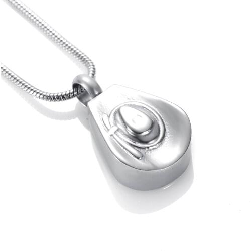 Stainless Steel cremation ashes necklace Urn Keepsake pendant For Human Design cowboy hat &Teardrop