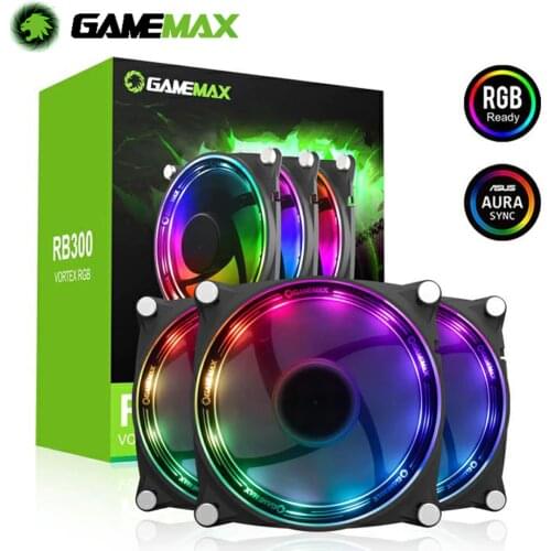 GameMax RB300 RGB PC Case Fan 120mm 5V 3pin Quiet AURA SYNC Colorful Desktop Computer Cooler Cooling LED ARGB Fan
