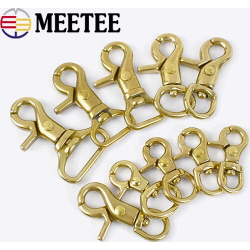 Meetee 2/5Pcs 8-25mm Solid Brass Buckle Bag Lobster Clasp Swivel Trigger Clips Dog Snap Buckles Strap Clamp Hang Hook Accessory