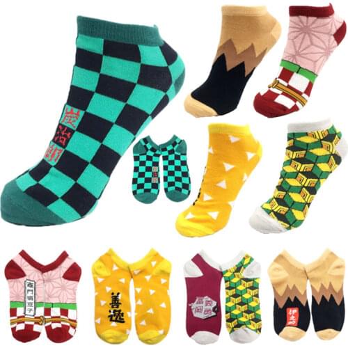 Cute Anime Socks Demon Slayer Kimetsu No Yaiba Short Socks Fashion Cosplay Ankle Casual Colorful Stockings Tight Socks NEW