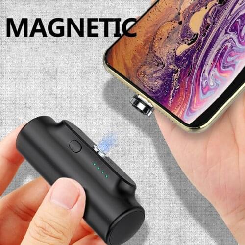 Mobile phone magnetic charging treasure three-in-one magnetic head magnet charging mini universal diving sling shape