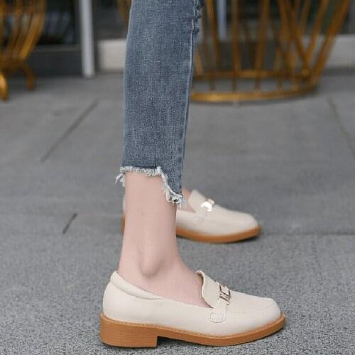 Fashion Womens Shoes, Retro Small Leather Shoes, Light Mouth Single Shoes, A Pedal College Thick Heel Single Shoes