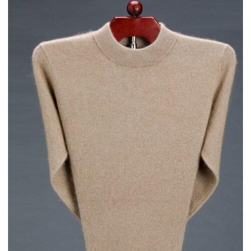 Fashion Autumn Winter Warm Mens Soft Wool Knitted Sweater Pullovers Slim Mock Neck Sold Color Basic Top