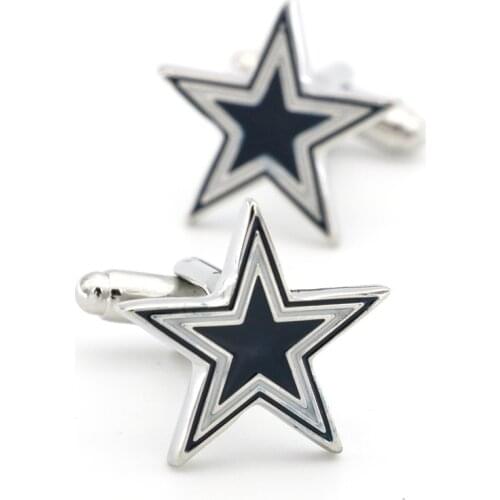 Mens Star Cuff Links Copper Material Blue Color