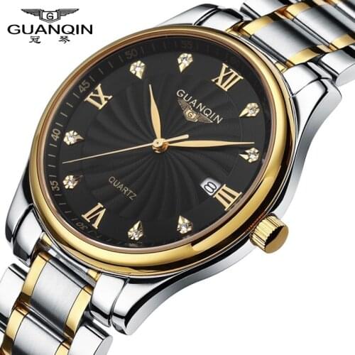 Relogio masculino GUANQIN Luxury Brand Analog Wristwatch Display Date Waterproof Stainless steel Mens Quartz Business Men Watch