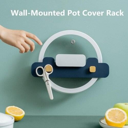 Wall-Mounted Pot Cover Rack Pot Lid Holder Wall-Mounted Hanging Holder for Pan Pot Cover Rack Kitchen Organizer Plastic Kitchen