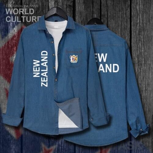 New Zealand Zealander NZ NZL Men Autumn Jacket Cotton Turn-down Collar Jeans Shirt Long Sleeve Cowboy Coat Fashion Clothes 20
