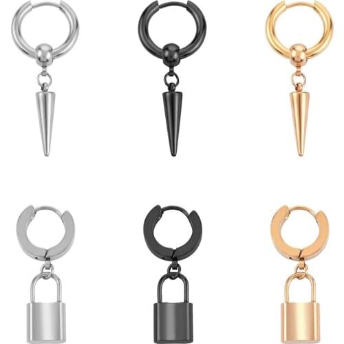 New Black Color Stainless Steel Painless Ear Clip Earrings for Men/Women Punk Non Piercing Fake Earrings Jewelry Gifts 1pcs Gift