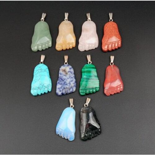 Wholesale 12pcs/lot Multicolor Cherry Quartz Roses Quartz Green Aventurine Cute Baby Kids Foot Shape Pendant DIY Accessory Free
