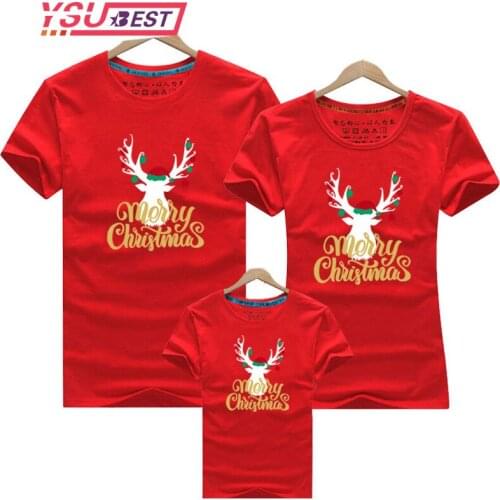 2020 Christmas Family Look Deer Mommy and Me Clothes New Year Cotton Matching Family Clothing Mother Daughter Father Son T-shirt