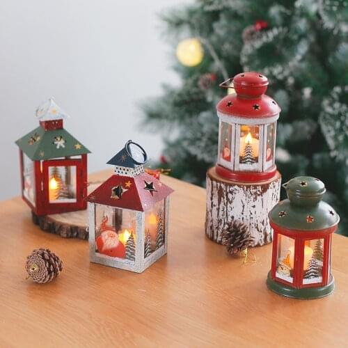 Christmas creative wrought iron ornaments windproof Christmas candle holder decorations romantic atmosphere holiday gift box