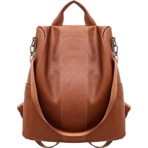 New 2019 Women Black Brown Leather Travel Backpack Waterproof Shoulder School Bag Rucksack Satchel