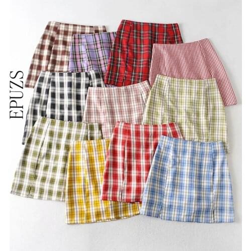 Sexy purple Plaid mini skirts womens peacil skirt Summer sweet high wiast skirts womens skirts 2020 Korean fashion faldas mujer