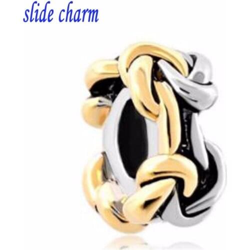 Slide charm Free shipping Unique love connection charm beads fit Pandora bracelet