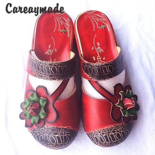 Careaymade-Folk style Head layer cowhide pure handmade Carved shoes, the retro art mori girl shoes,Womens casual SandalsAM019