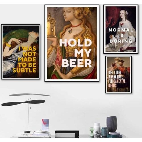 Vintage Funny Feminist Art Quotes Canvas Painting Couple Dorm Decor Modern Retro Abstract Figure Bedroom Wall Art Poster Decor