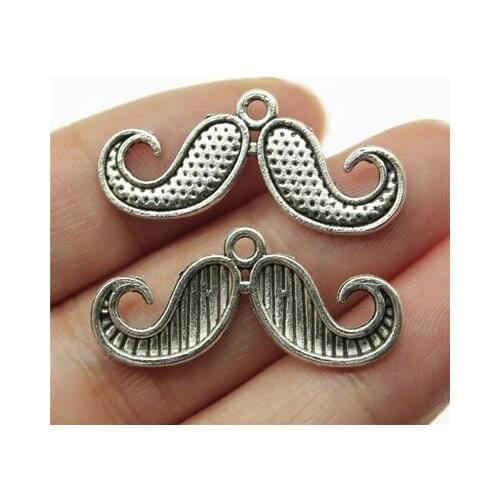 Vintage 20Pcs 30*13mm Antique Silver Color Mustache Charms For DIY Jewelry Making Necklace Pendant Accessories Handcraft