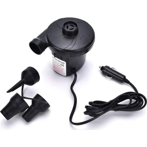 High Quality 12V Car Inflatable Pump Car Auto DC Electric Air Pump Inflator + 3 Nozzles AirBed Mattress Boat