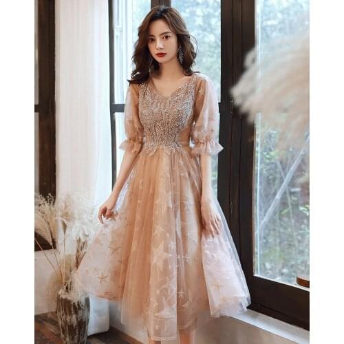 Champagne V-Neck 3XL Female Sexy Cheongsam Slim Women Wedding Evening Dress Elegant Dresses Exquisite Qipao Robe De Soiree
