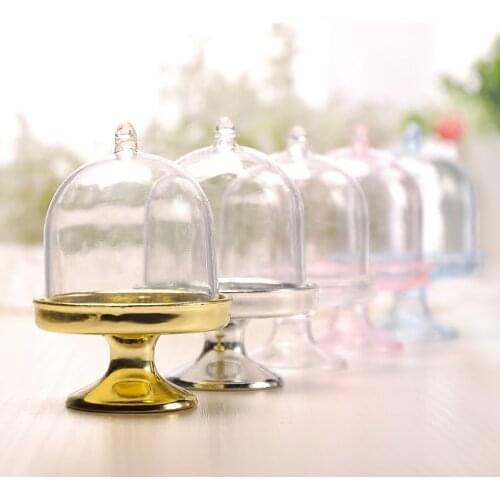 12pcs/set Clear Mini Cake Stands Candy Box 12Pcs/Set Birthday Baby Shower Dessert Cupcake Display Holder Wedding Decoration