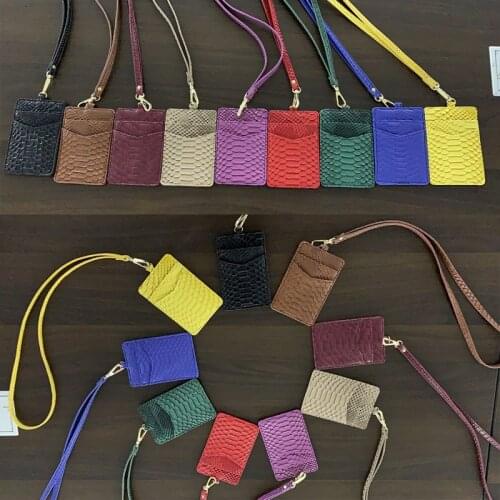 2021 Ins Hot Embossed Snake Leather Lanyard Card Holder For Men Women ID Worker Card Holder Neck Card Purse