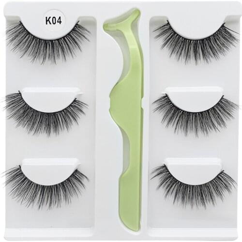 3 Pairs 3D Faux Mink Hair False Eyelashes Wispy Fluffies Dramatic Eyelashes Natural Long Soft Handmade Cruelty-free Black Lashes