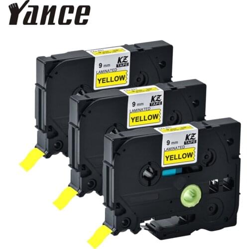 3Pcs TZe Tape Tze-621 Tz-621 Laminated Tape Compatible For Brother label printer 9mm black on yellow Tze 621 label maker tape