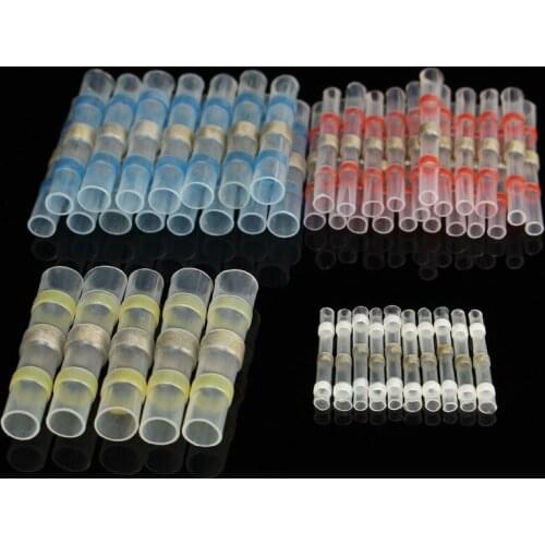 50pcs(Four Sizes) Waterproof Solder Seal Heat Shrink Butt Connectors with Soldering Sleeve Accessories For Marine and Automobile