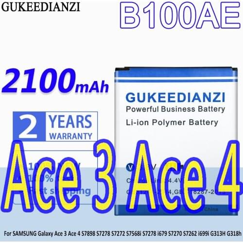 GUKEEDIANZI Battery B100AE 2100mAh For SAMSUNG Galaxy Ace 3 Ace 4 S7898 S7278 S7272 S7568i Ace3 Ace4