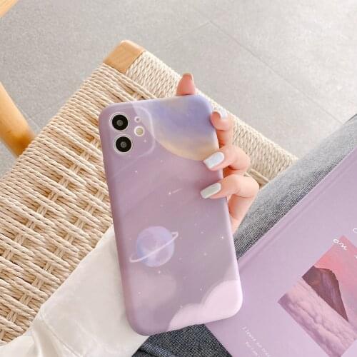 Retro Sweet starry sky moon Planet Japanese Phone Case For iPhone 11 12 Pro Max Xr Xs Max 7 8 Plus X 7Plus case Cute Soft Cover