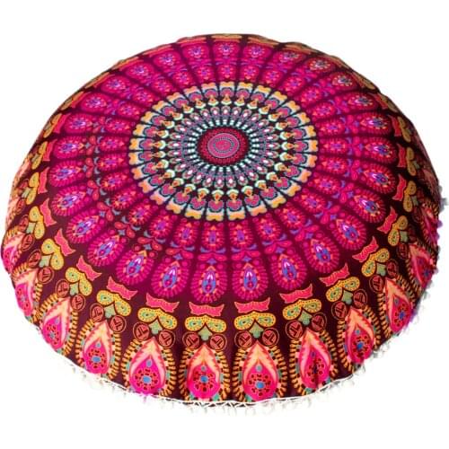 80*80CM Round Indian Mandala Pattern Pillowcase Bohemian Meditation Cushion Cover Boho Floor Cushion Pillows Cover Case Round