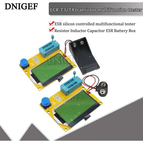 DNIGEF LCR-T4 LCD Digital Transistor Tester Meter Backlight Diode Triode Capacitance LCR-T4 with Battery/Case Buckle For MOSFE