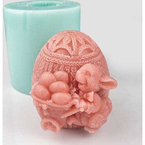 DW0251 PRZY 3D Easter Bunny Moulds Easter Eggs Soap Molds Silicone Rabbit Candle Mold Clay Resin Moulds