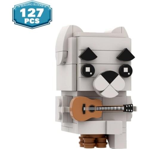 Moc Animal Crossed Mini Dog Brickheadz Building Block Guitar Singer Constructor Brick Figures Dolls Kids Gifts Toys for Children