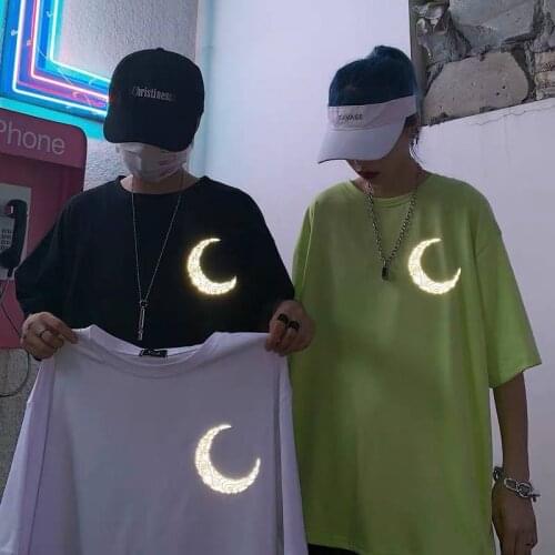 Hip Hop T Shirts Loose Mens T shirt Streetwear 2020 Summer Reflective Tshirt Streetwear Casual Japan Funny High Sterrt Tops Tee