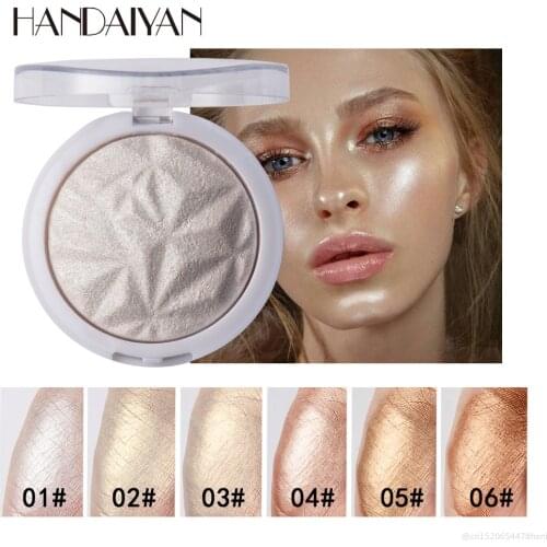 HANDAIYAN New Highlighter Powder Palette 6 Colors Shimmer Face Glitter Highlighter Makeup Glow Contour Powder Beauty TSLM1