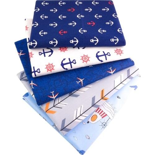 Booksew Cotton Fabric Sea Anchors Dark Blue Sewing Baby Fabric DIY Dress Material Telas De Algodon Para Patchwork Tissu