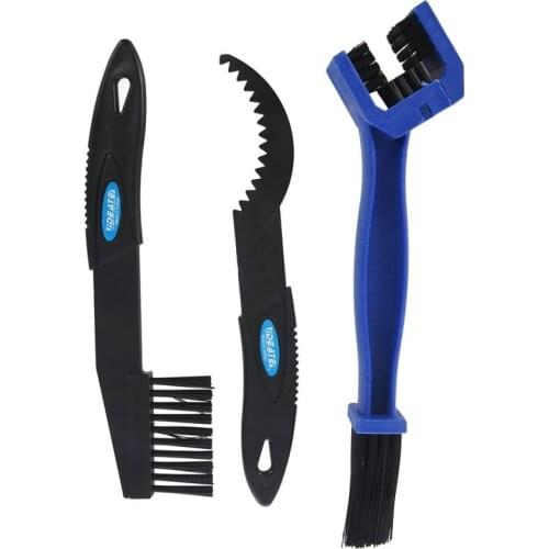 Hot-3Pcs Machine Motorcycle Bike Chain Wheel Clean Cleaning Brush Motorbike Tool Set