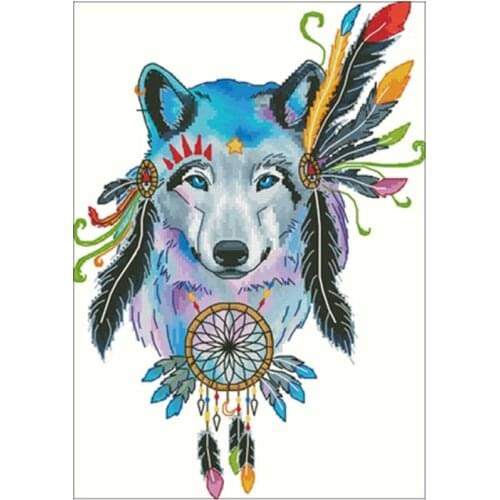 Indian wolf patterns Counted Cross Stitch 11CT 14CT 18CT DIY Chinese Cross Stitch Kits Embroidery Needlework Sets home decor