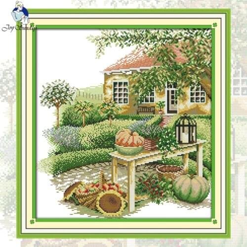NKF Green Home Chinese Cross Stitch Pattern 14CT 11CT Needlework Embroidery Counted Cross Stitch Painting for Home Decor