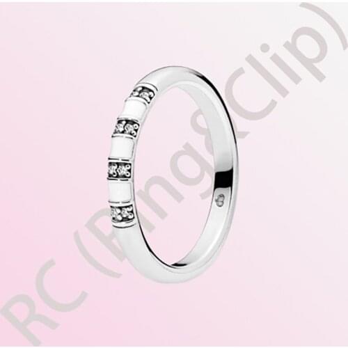 Classic Authentic 100% 925 Sterling Silver Women Rings Simple Round Rings White Stripe Rings for Women Jewelry Anniversary gift