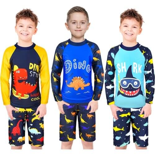 Kids Boys Swimwear Swimming suit for Kids Shark Print Swimsuit Set Shorts Children Boy Beachwear Cartoon Rash Guard Bathing Suit