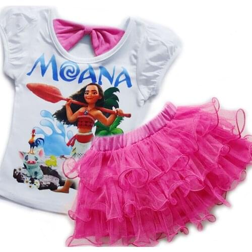 2021 summer T-shirt children sets for baby girls moana cosplay costume cupcake dress with Short Sleeve tshirt Kids Clothing Sets