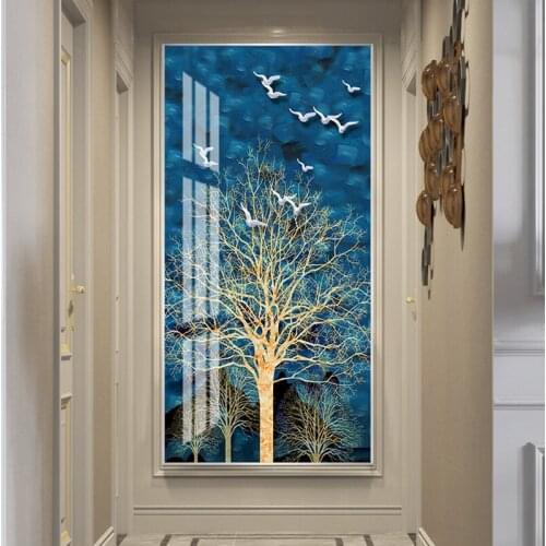 Dream Starry sky 5D Crystal Porcelain Painting Big tree Diamond inlay Painting Living room Home Decorative Artistic Wall picture