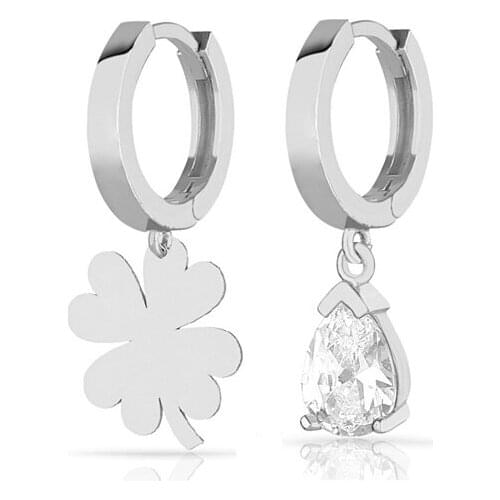 Fashion 925 Sterling Silver Earrings Oak Leaf Jewelry For Women Rhodium Plated With Zircon Drop Earrings