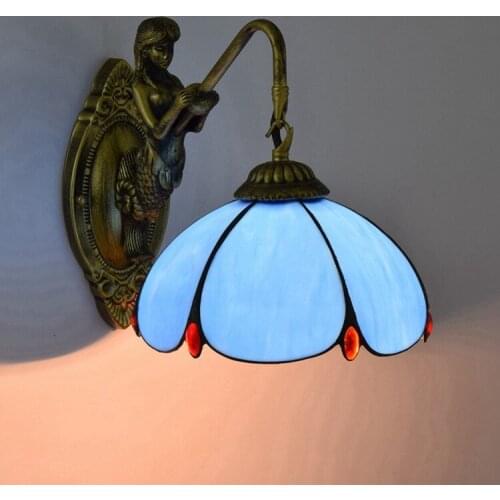 Fashion tiffany Mediterranean Mermaid mirror light fashion rustic wall lamp bed lamps