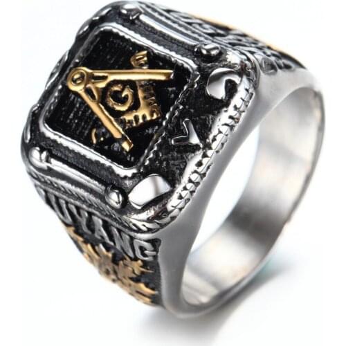 Europe and the United States stainless steel ring men 's jewelry wholesale retro Masonic ring titanium steel ring