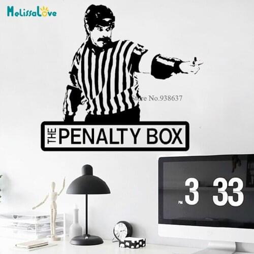 Ice hockey Referee The Penalty Box Sticker Kid Room Baby Child Decal Removable Vinyal Wall Sticker BA281