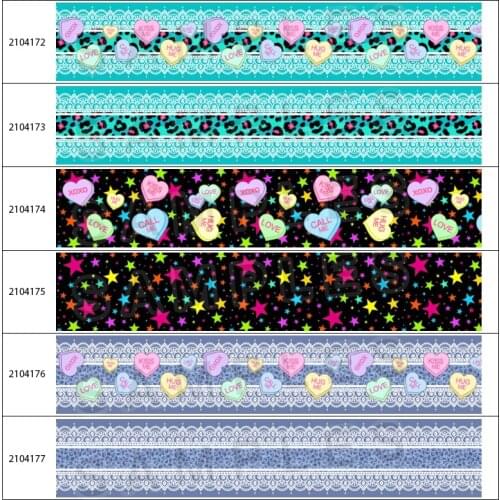 New 10yards Colorful Love with Heart Ribbon Pattern Printed Grosgrain/Satin Ribbon