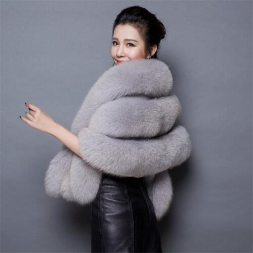 New Women Wedding Shawl Evening Party Dress Wrap Fur Shoulder Capes Bridal Jacket Coat Faux Fox Fur Slim Lady Fake Fur Cloak 438